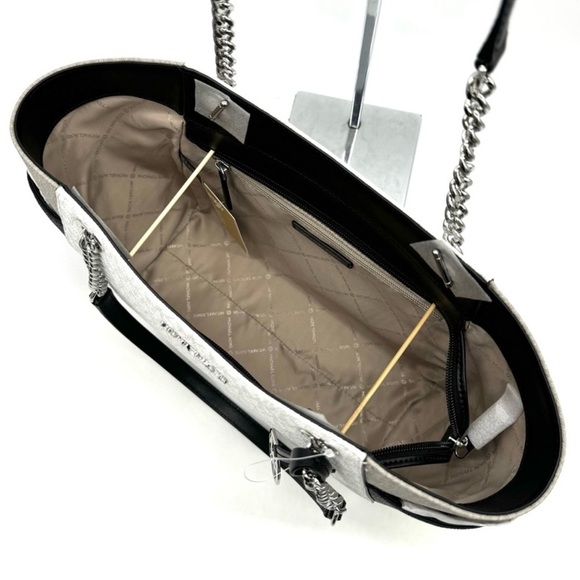 Michael Kors Large Jet Set Travel Chain Shoulder Bag Optic White Multi - Picture 9 of 11